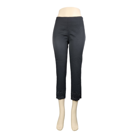 Jones New York Luxury signature petite 4p black anklecut embroidered pants - Picture 10 of 11